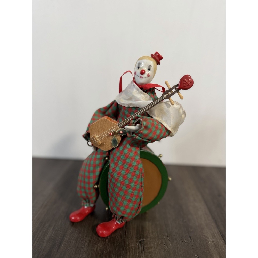 Vintage Enesco Clown 1985 "We wish you a merry Christmas" Music‎ Box Working